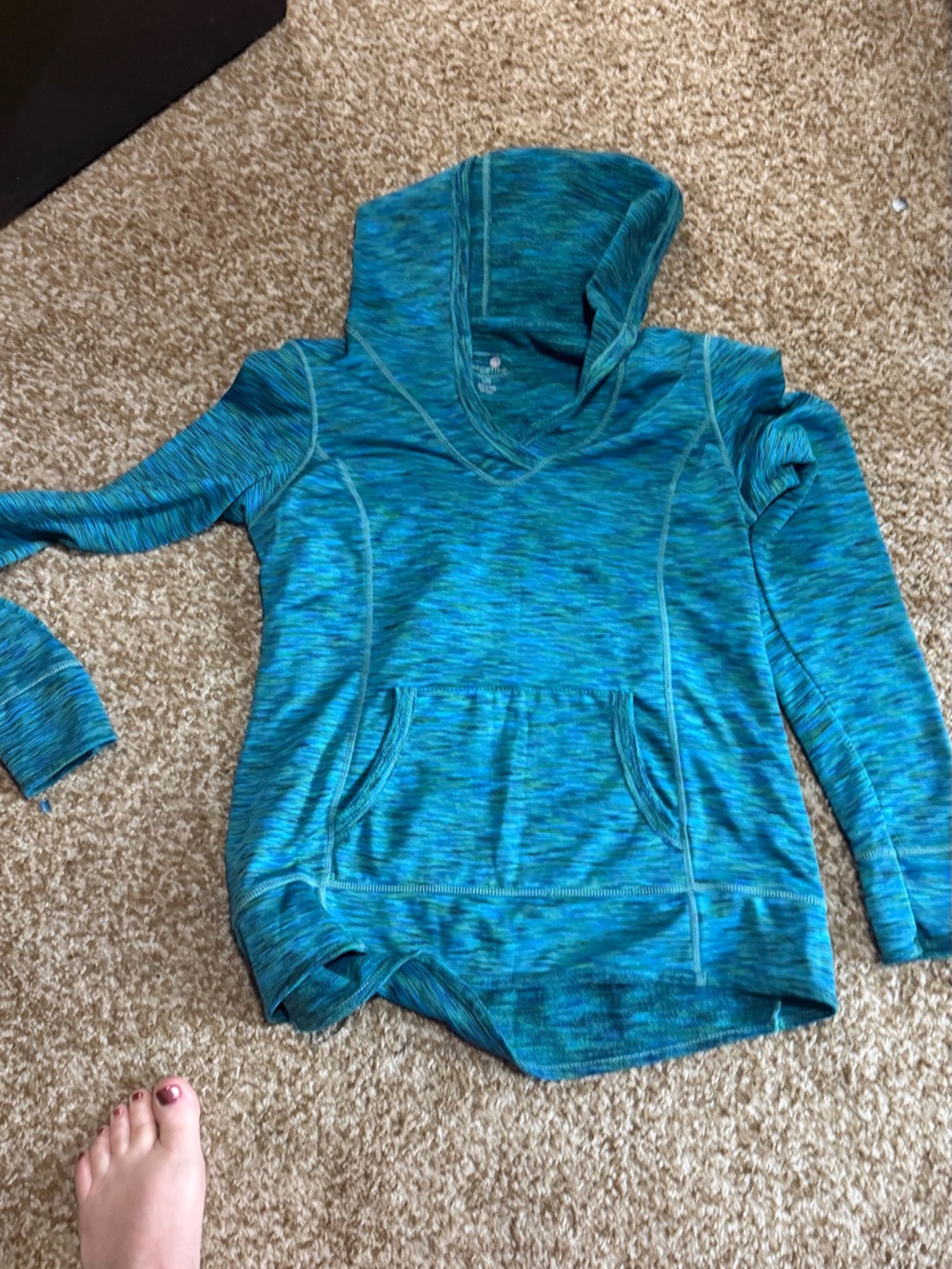 Tangerine Teal and Navy Space-Dyed Pullover